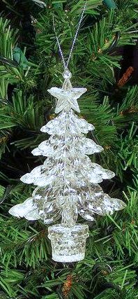 Item 568413 Clear Glittered Christmas Tree Ornament