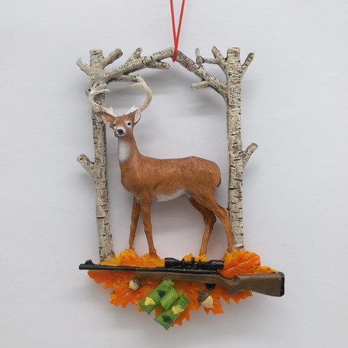 Item 599032 White Tailed Deer With Rifle Ornament