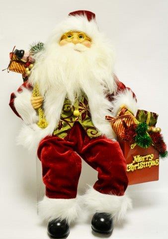 Item 599059 Burgundy & Gold Santa With Baga of Gifts