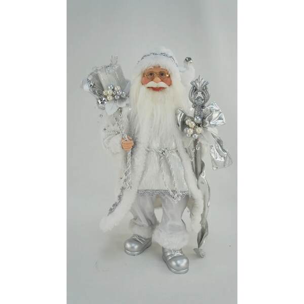 Item 599176 Silver Santa With Staff/Gift Sack Figure