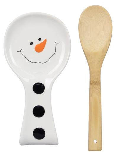 Item 601191 Snowman Spoon Rest With Wood Spoon