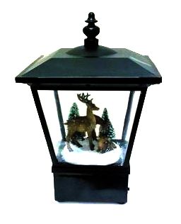 Item 601538 Black Lantern With Deer & Christmas Trees