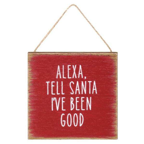 Item 609004 Alexa Tell Santa Wood Ornament
