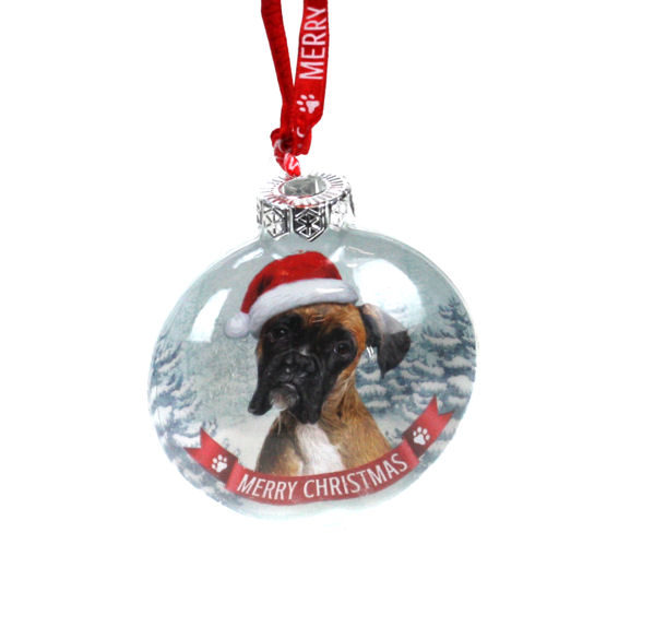 Item 632004 Boxer Santa Paws Bauble Ornament