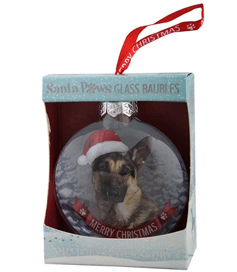 Item 632005 German Shepherd Santa Paws Bauble Ornament