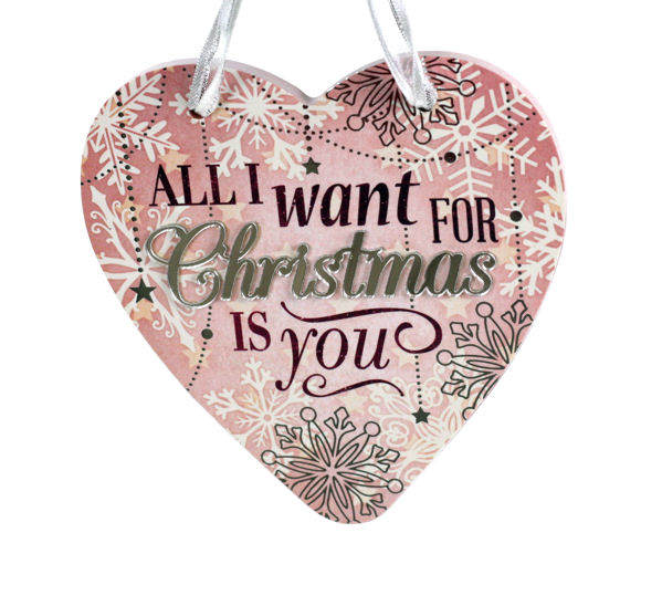 Item 632020 All I Want For Christmas Is You Heart Ornament