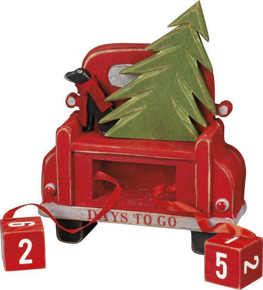 Item 642438 Carved Classic Red Pickup Truck Countdown Calendar
