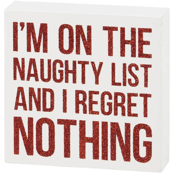 Item 642522 Naughty List Glitter Box Sign