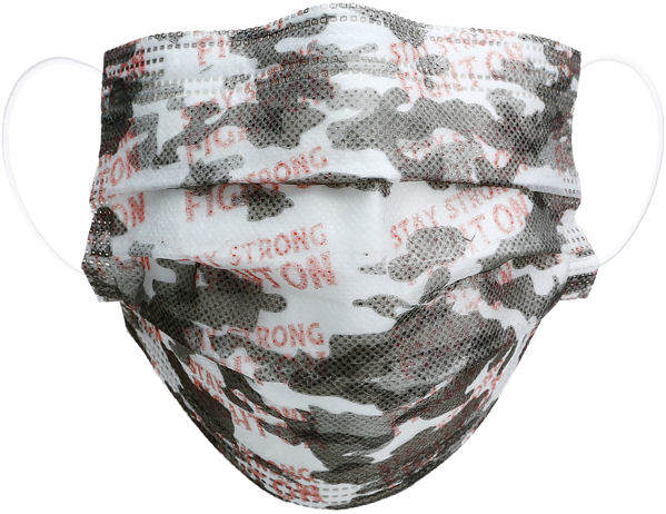 Item 659007 Pink Camouflage Stay Strong Fight On Disposable 3-Layer Face Masks (Set of 7)