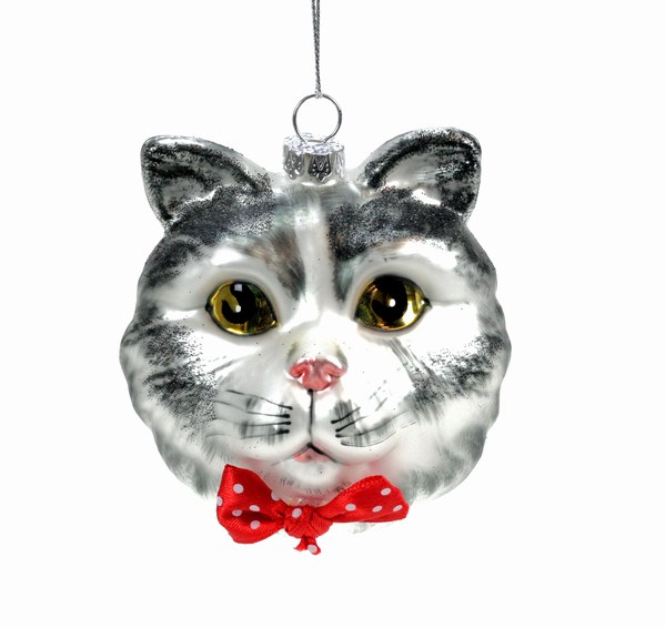 Item 803004 Gray Cat Head Ornament