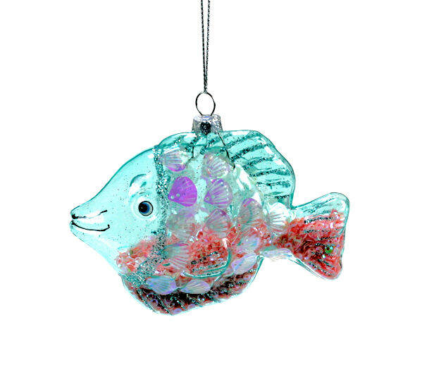 Item 803015 Clear Blue White Fish Ornament