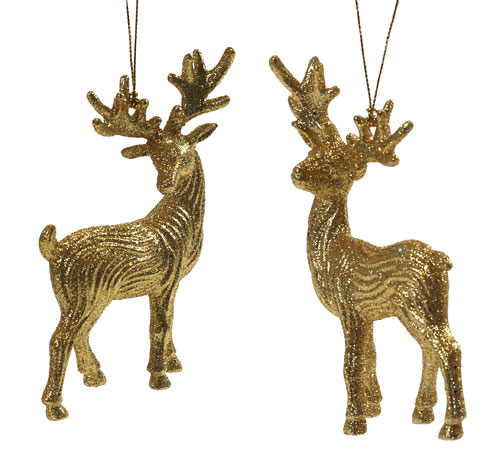 Item 805002 Gold Glitter Reindeer Ornament