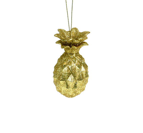 Item 805014 Gold Glitter Pineapple Ornament