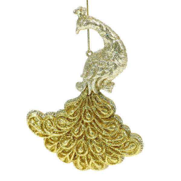 Item 805018 Gold Glitter Peacock Ornament