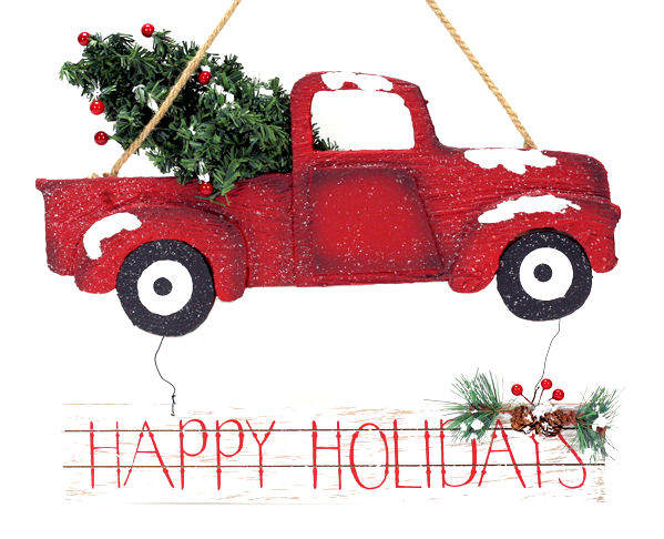 Item 808003 Red Truck/Happy Holidays Sign