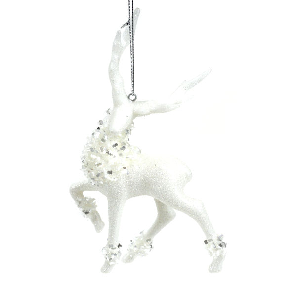 Item 808018 White/Silver Reindeer Ornament