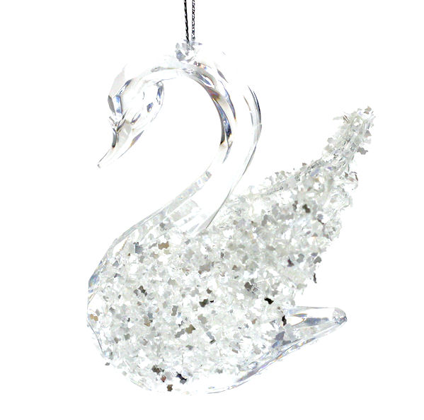 Swan Glass Bird Christmas Tree Decorations Clip Bird White 
