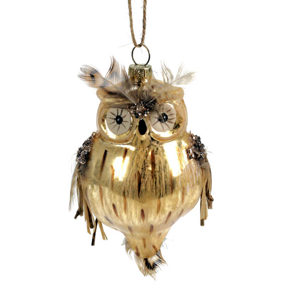 Item 808038 Gold/Brown Owl Ornament