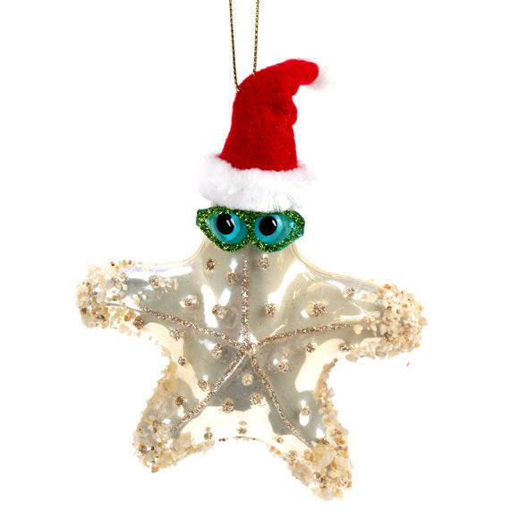 Item 808046 Starfish With Santa Hat Ornament