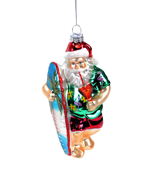 Item 808050 Santa With Surfboard Ornament