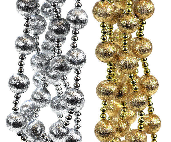 Item 808062 6 Foot Gold/Silver Tinsel Ball Garland