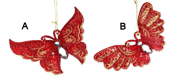 Item 812019 Red/Gold Butterfly With Gem Ornament