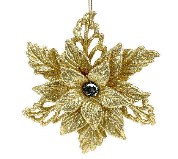 Item 812026 Gold Poinsettia Ornament