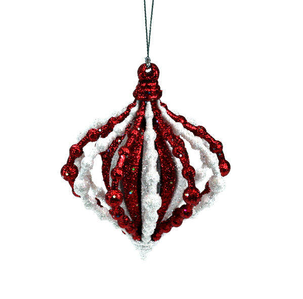 Item 812040 Red/White Hollow Onion Ornament