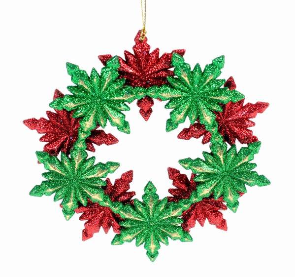 Item 812052 Red/Green Snowflake Wreath Ornament