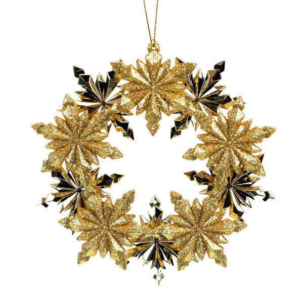 Item 812054 Gold Snowflake Wreath Ornament