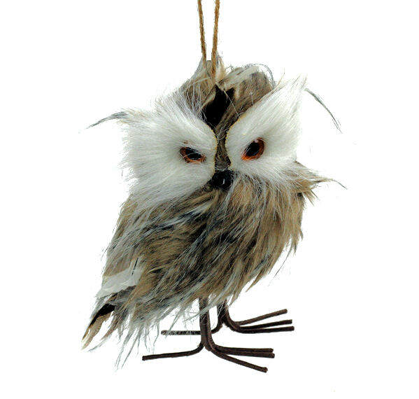 Item 815007 Gray/White Owl On Branch Ornament
