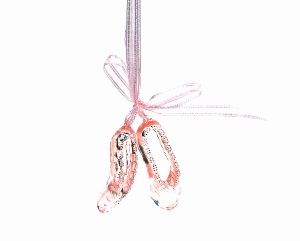 Item 818001 Pink Ballet Shoes With Ribbon & Bow Ornament