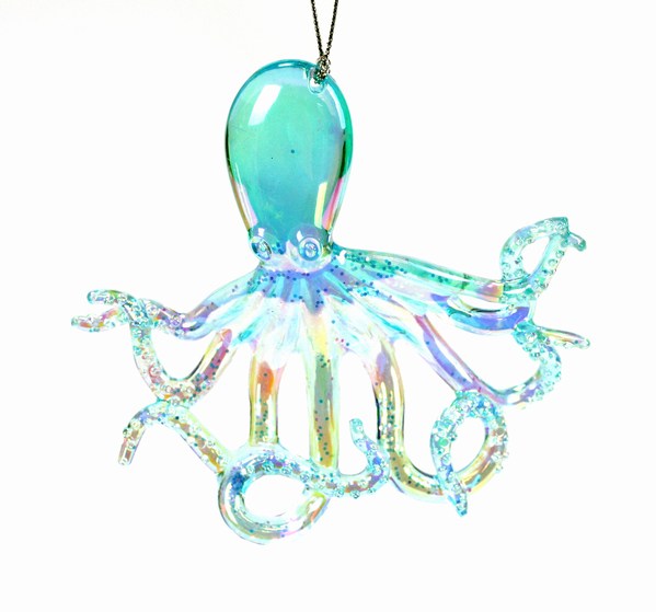 Item 818013 Clear/Iridescent Octopus Ornament