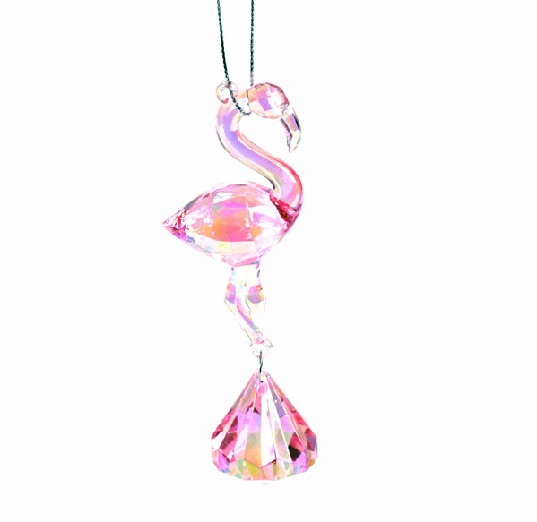 Item 818014 Pink Iridescent Flamingo With Diamond Ornament