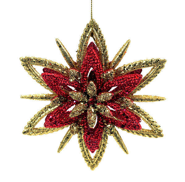 Item 818017 Red/Gold Glitter Star Ornament