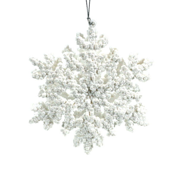 Item 818021 White Glitter Snowflake Ornament