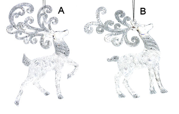 Item 818022 Clear/Glitter Reindeer Ornament
