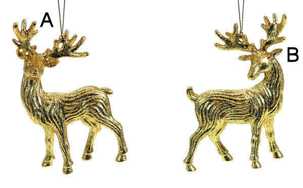 Item 818023 Gold Glitter Reindeer Ornament