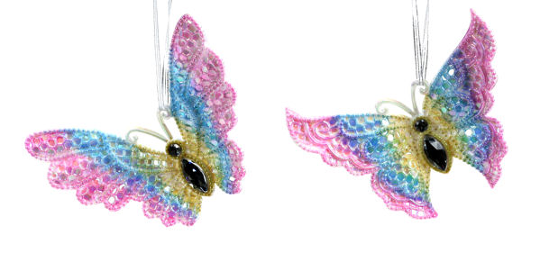 Item 818030 White/Rainbow Butterfly Ornament