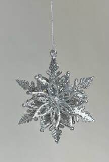 Item 818045 Silver Glittered Snowflake Ornament