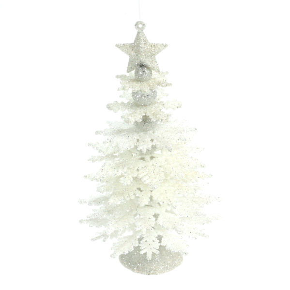 Item 820038 White Glittered Tree Ornament