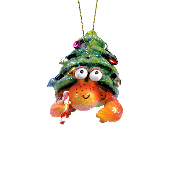 Item 820048 Hermit Crab With Tree Shell/Candy Cane Ornament