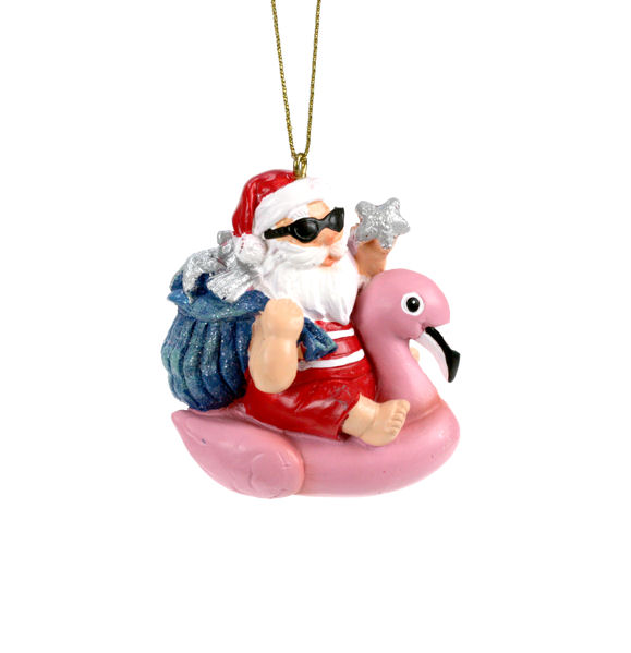 Item 825059 Santa On Flamingo Float Ornament