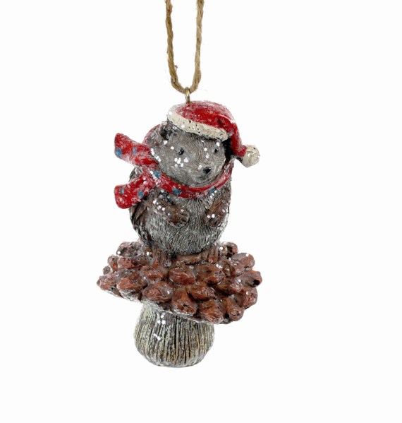 Item 833004 Hedgehog On Mushroom Ornament