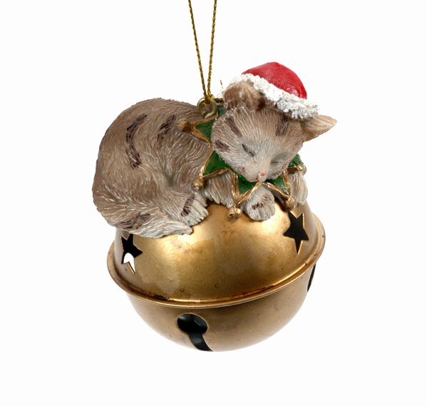 Item 833008 Cat On Jingle Bell Ornament