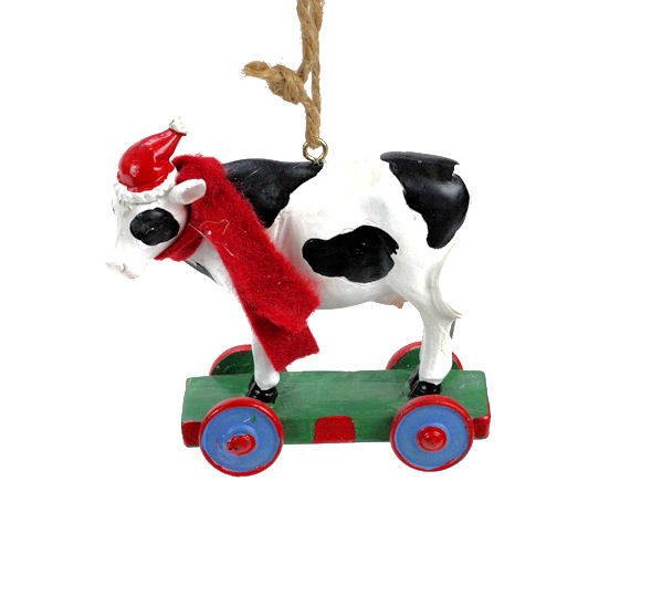 Item 833011 Cow On Wagon Ornament