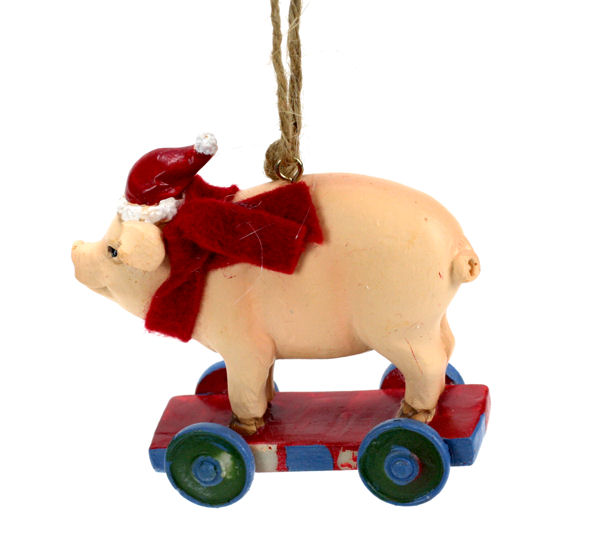 Item 833022 Pig On Wagon Ornament
