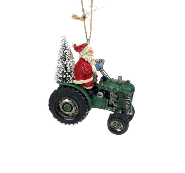 Item 833024 Santa Driving Tractor Ornament