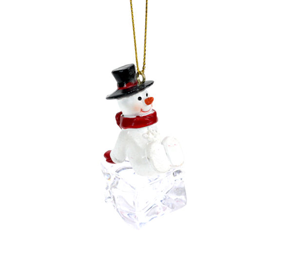 Snowman Sitting On Ice Cube Ornament - Item 833027