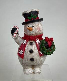 Item 833030 Wood Carved Snowman Figure